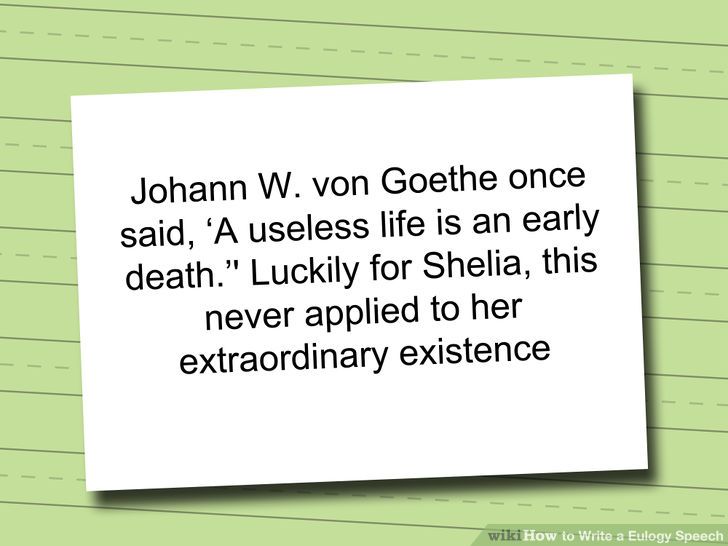 Looking at examples of eulogies that can be found online will give great resources for drafting that perfect funeral speech.